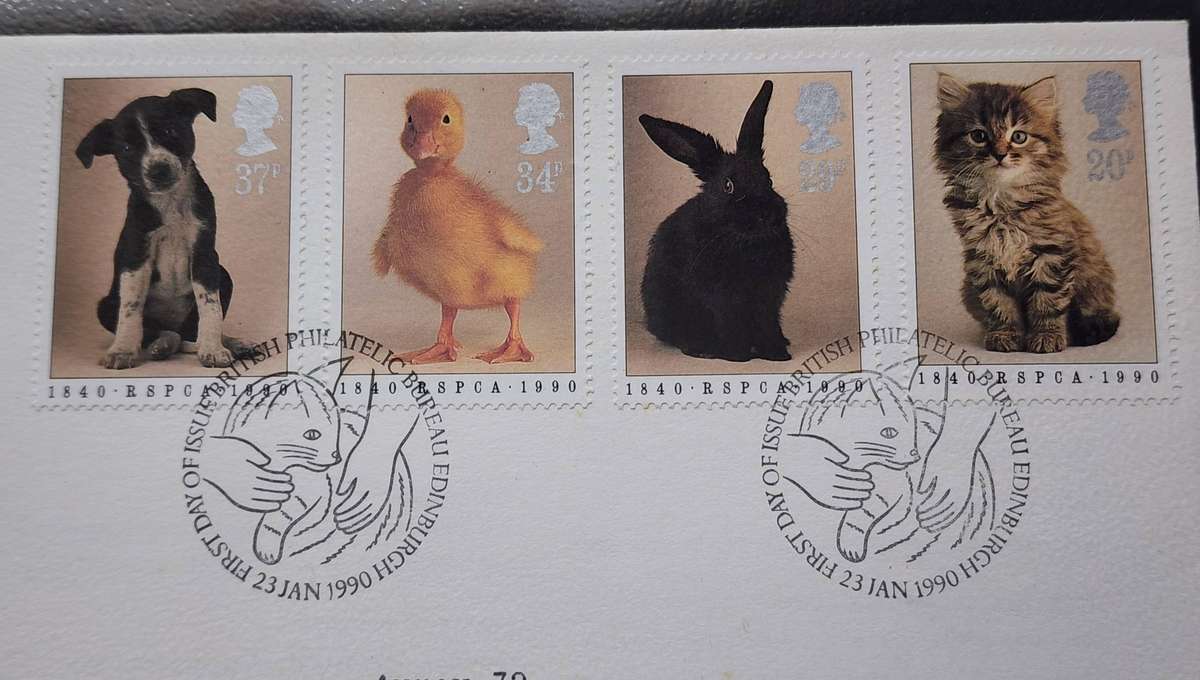 STAMPS - GB FDC's (2) RSPCA Animals & GB Anniversaries- 1989 /90 superb covers, lovely topics!