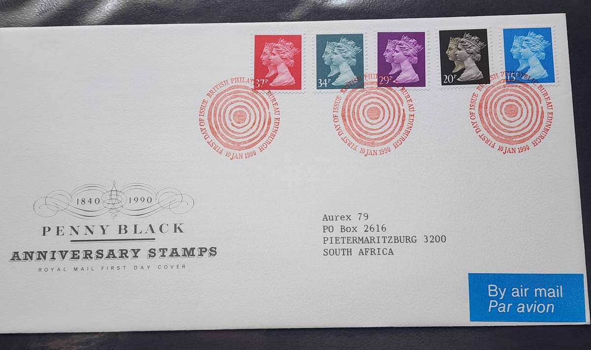 STAMPS - GB FDC's (2) 1989 Lord Mayors Show strip of 5  plus Penny Black Machins scarce cover! WOW!
