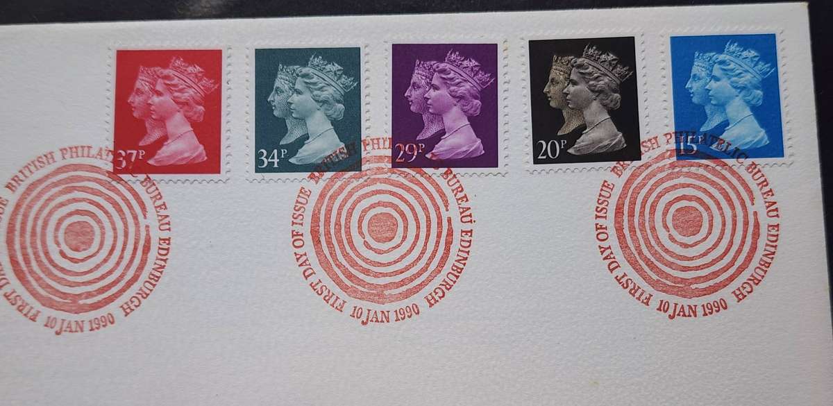STAMPS - GB FDC's (2) 1989 Lord Mayors Show strip of 5  plus Penny Black Machins scarce cover! WOW!