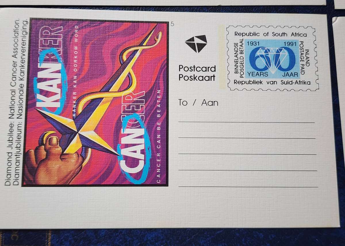 STAMPS - RSA 4 Older mint POST CARDS- Mountain club, ships, Cancer, Agriculture- lovely scarce lots