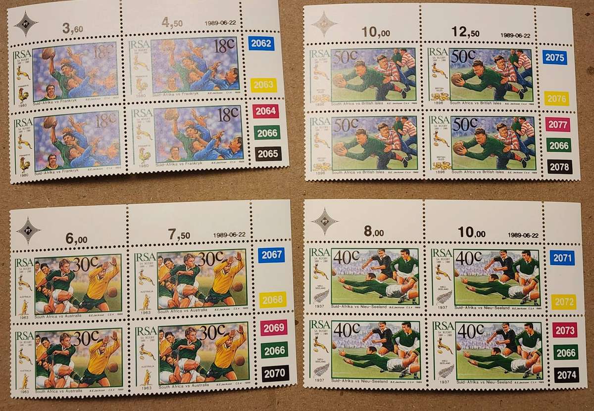 Stamps -SOUTH AFRICA RuGbY - blocks, sheets and control blocks- stunning CTO & MNH (43)