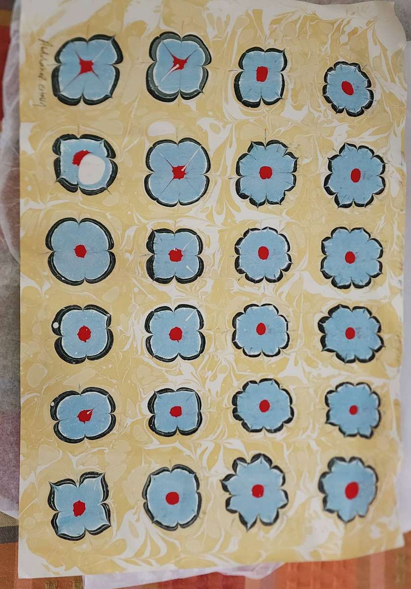 Genuine Turkish paper ART, (Simple Ebru), traditional colorful pattern & signed by Artist-Amazing!