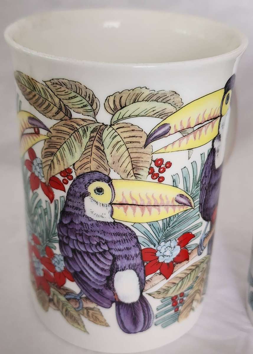 Set of 3 MUGS- "ROYAL WINCHESTER BONE CHINA, ENGLAND" featuring Birds and FLOWERs, STUNNING TRIO