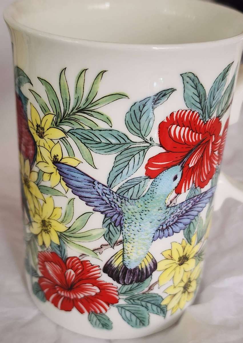 Set of 3 MUGS- "ROYAL WINCHESTER BONE CHINA, ENGLAND" featuring Birds and FLOWERs, STUNNING TRIO