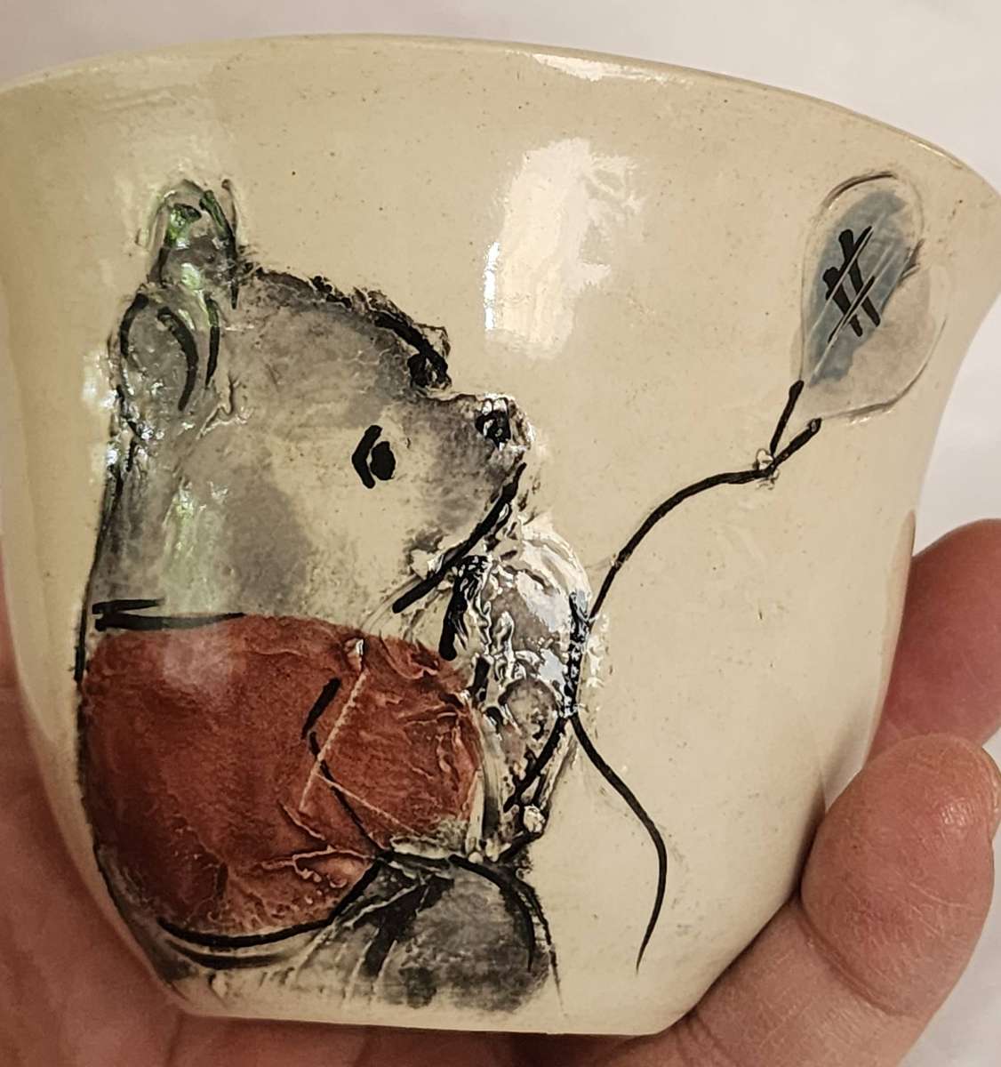 CERAMIC Hand-made unique MUG, featuring "WINNIE the POOH" -Gorgeous design, AMAZING ITEM!  WOW!!