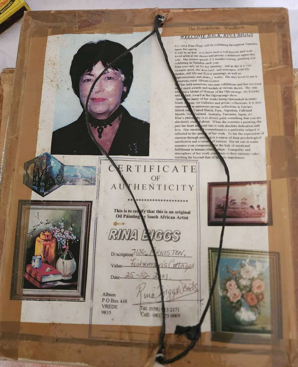 RINA BIGGS: Pair of Water colors signed Rina Biggs, 16.5 x 21 cm, framed in glass-Fisherman Cottages