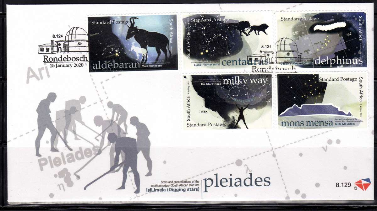 South Africa 2020 Stars & Constellations set of 10 on 2 FDC`s 8.128 & 8.129. Cat R300 (2023-25)