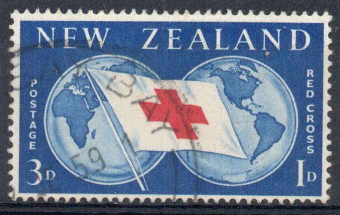 New Zealand 1959 Red Cross Commemoration 3d & 1d very fine used. SG 775. Cat 10p (2012)