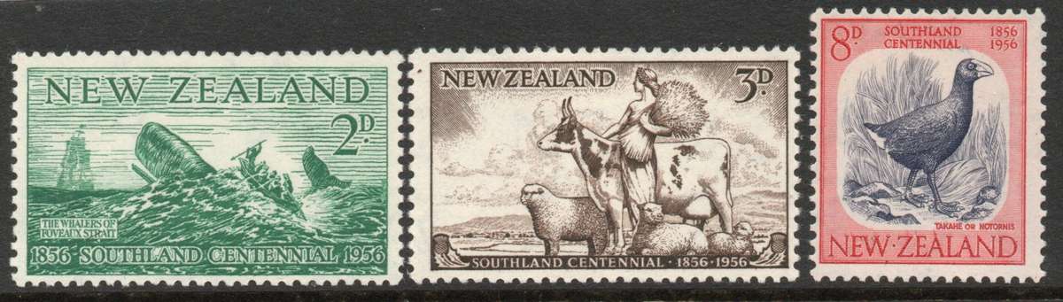 New Zealand 1956 Southland Centennial set of 3 very fine lmm. SG 752-4. Cat £1,50 (2022)