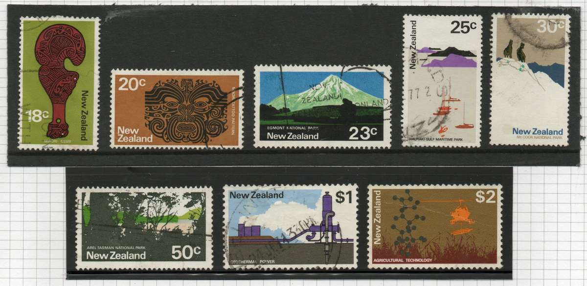New Zealand 1970 Defin part set of 8 fine used except $2 mint no gum. SG 927-934. Cat £4,15 (2022)