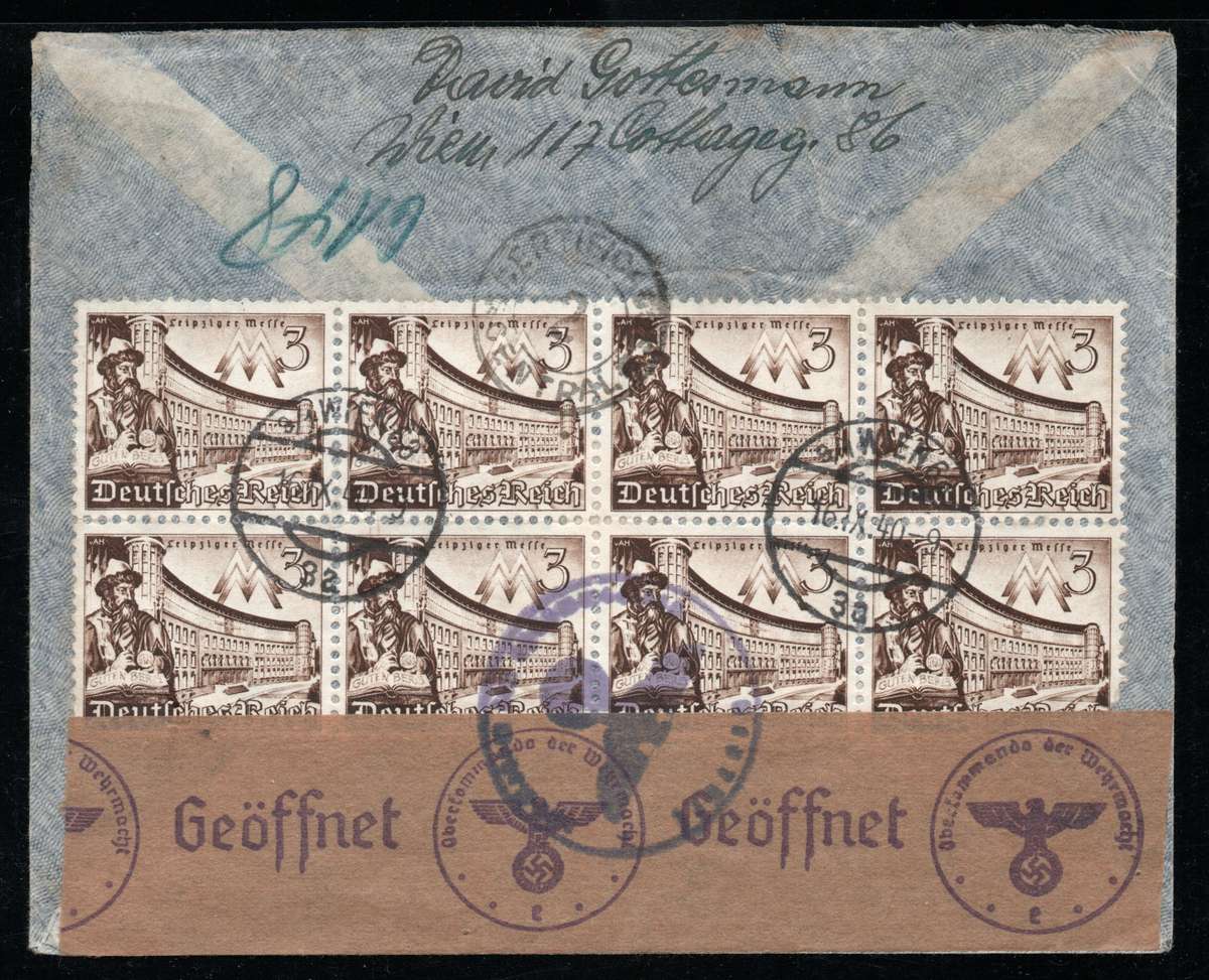 Germany 1940 WWII censored registered air mail cover from Wien to Buenos Aires Argentina. Scarce