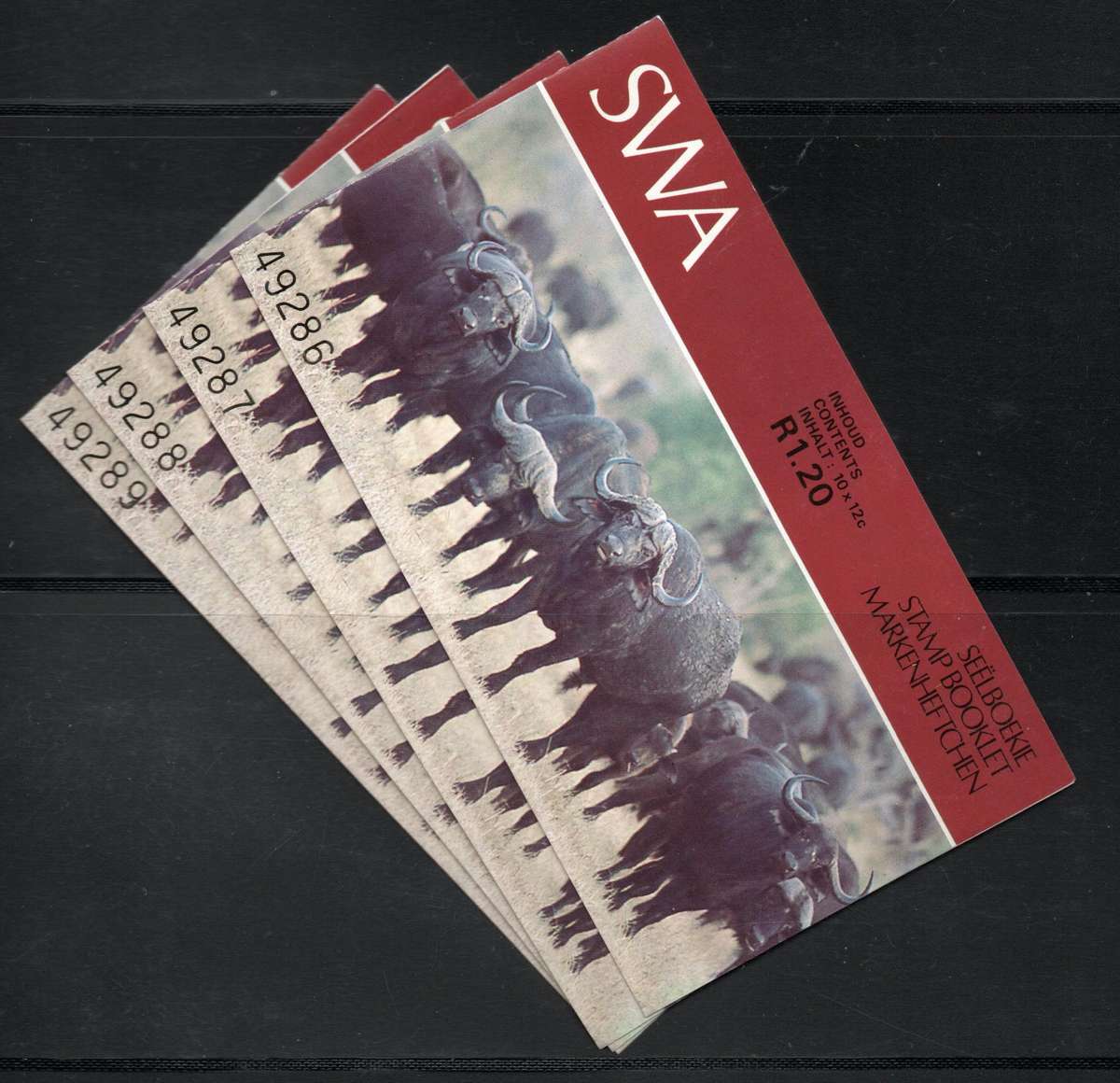 South West Africa 1986 Booklet No. 2 (SACC 471) 4 consecutive booklets 49286-49289 all complete umm.