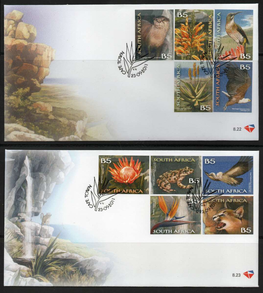 South Africa 2011 Heritage Sites - Cape Floral Region set of 10 on 2 FDC's 8.22 & 8.23. Cat R170.