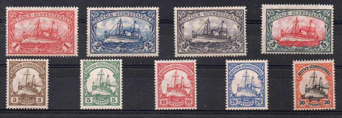 South West Africa 1906 Yacht Issue set of 9 mainly lmm. SACC 26-34. Cat R2975 (2023-25)