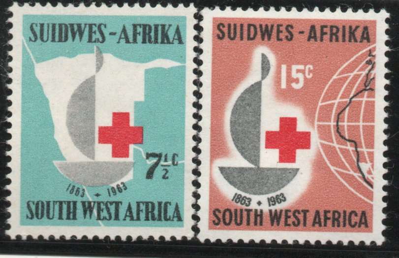 South West Africa 1963 Red Cross Centenary set of 2 unmounted mint. SACC 222-223. Cat R220 (2025)