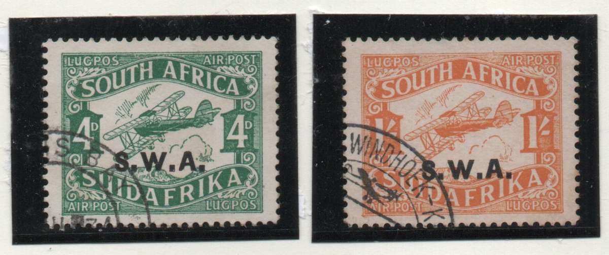 South West Africa 1930 Airmail Issue 3rd printing set of 2 vfu. SACC 99-100. Cat R250 (2025)