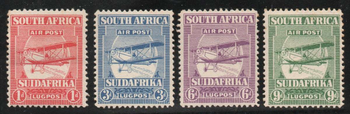 South Africa 1925 1st Airmail issue set of 4 unmounted mint. SACC 25-28. Cat R2400 (2025)