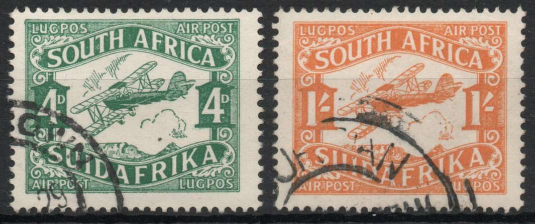 South Africa 1929 2nd Airmail issue set of 2 very fine used. SACC 40-41. Cat R220. (2023-25)