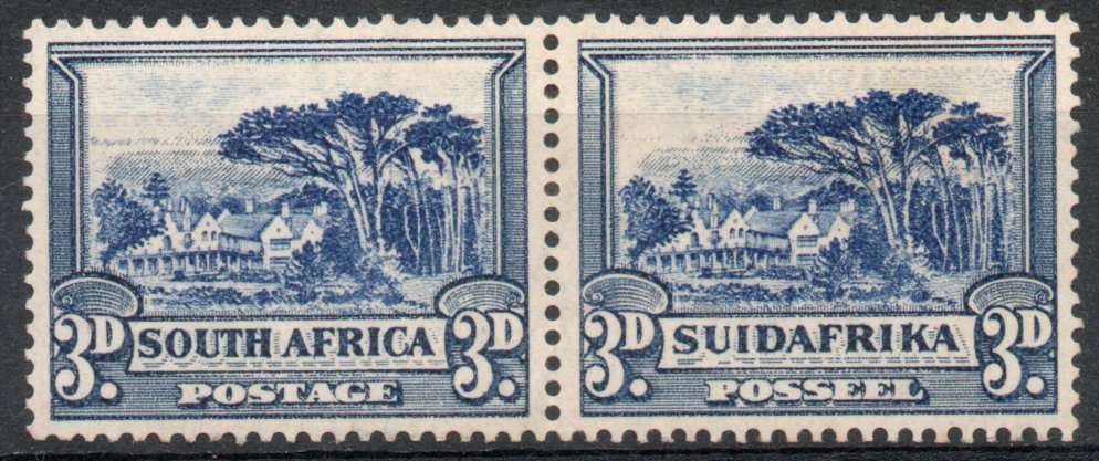 South Africa 1930-45 Definitive 3d pair blue upright wmk mounted mint. SACC 46. Cat R300 (2025)