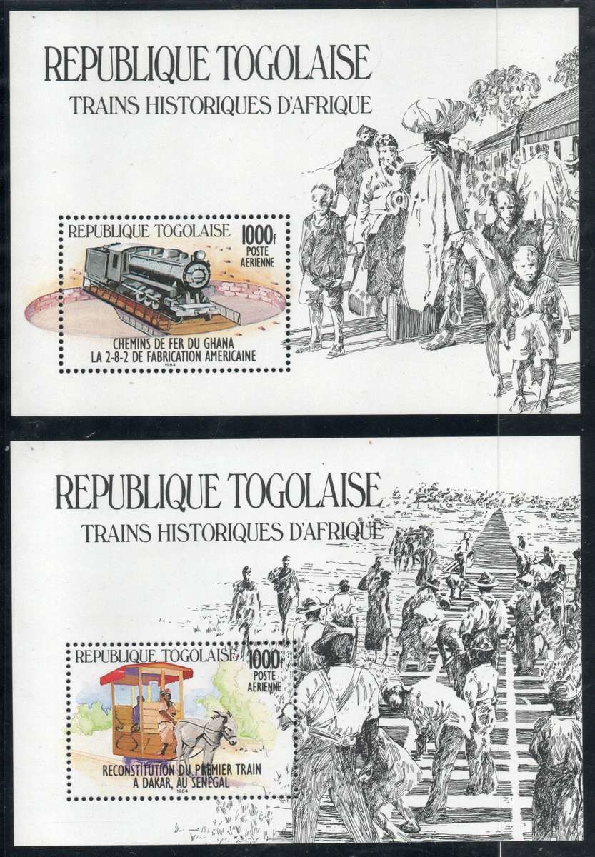 Togo 1984 Railway Locomotives 2 mini sheets unmounted mint. SG MS 1758. Cat £11 (2013)