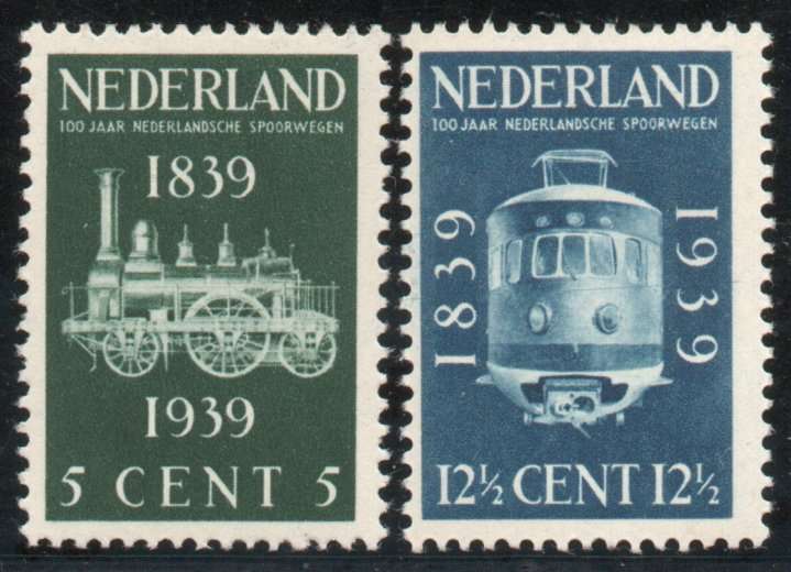Netherlands 1939 Railway Centenary set of 2 unmounted mint. SG 499-500. Cat £12,70 (2012)