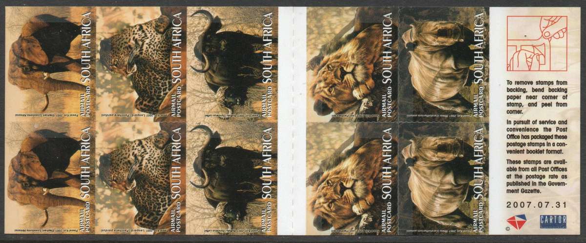 South Africa 2007 Booklet 72. SACC 1828. Cat R350 (2023-25)