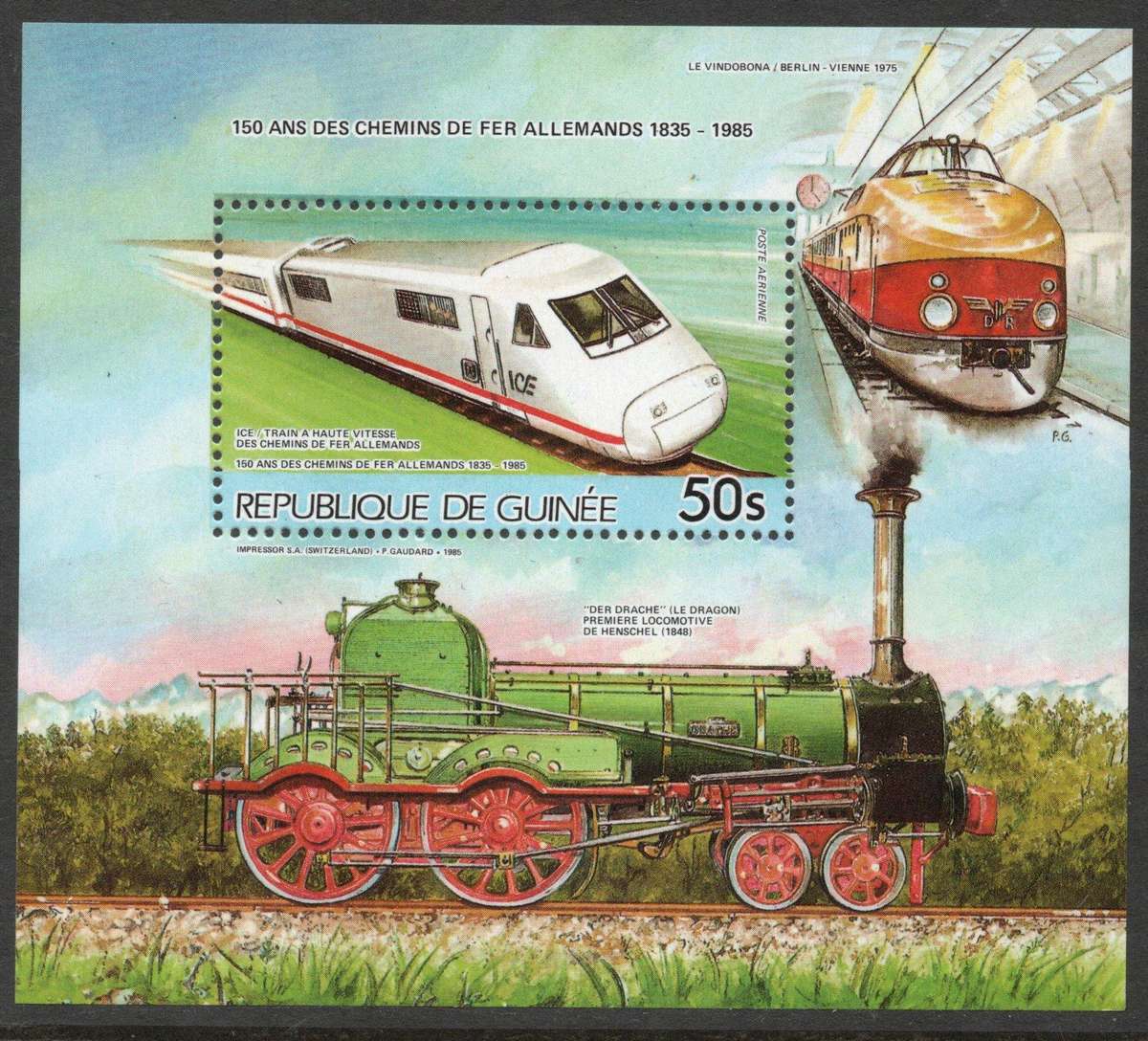 Guinee Republic 1985 Trains mini sheet unmounted mint. SG MS 1216. Cat £7,25 (2013)