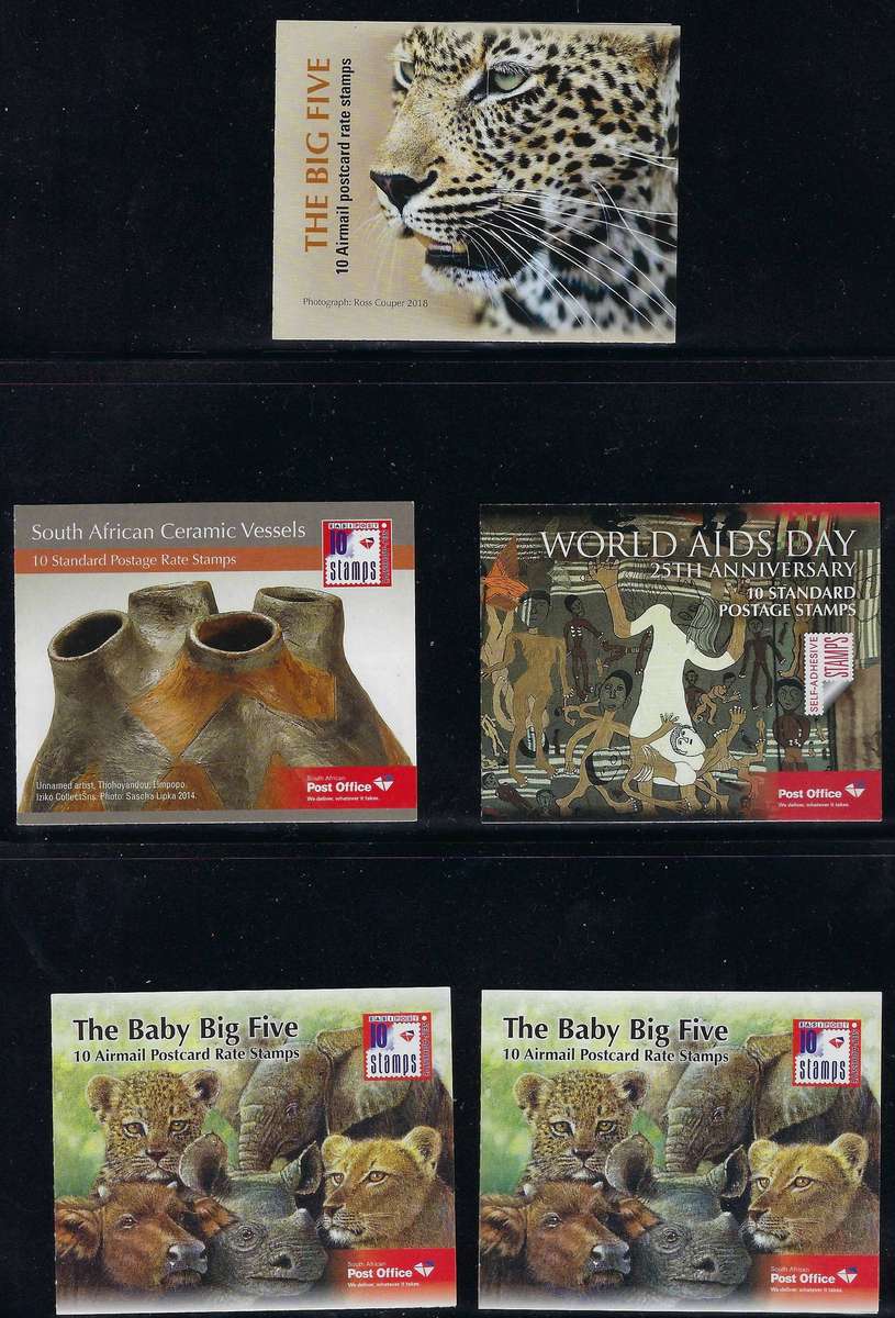 SOUTH AFRICA  2012-2018, 5 x stamp booklets,  mint,  CAT GBP 35