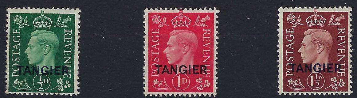 MOROCCO AGENCIES TANGIER 1937  1/2d-1 1/2d m, SG 245/247  king edward viii  CAT R 500