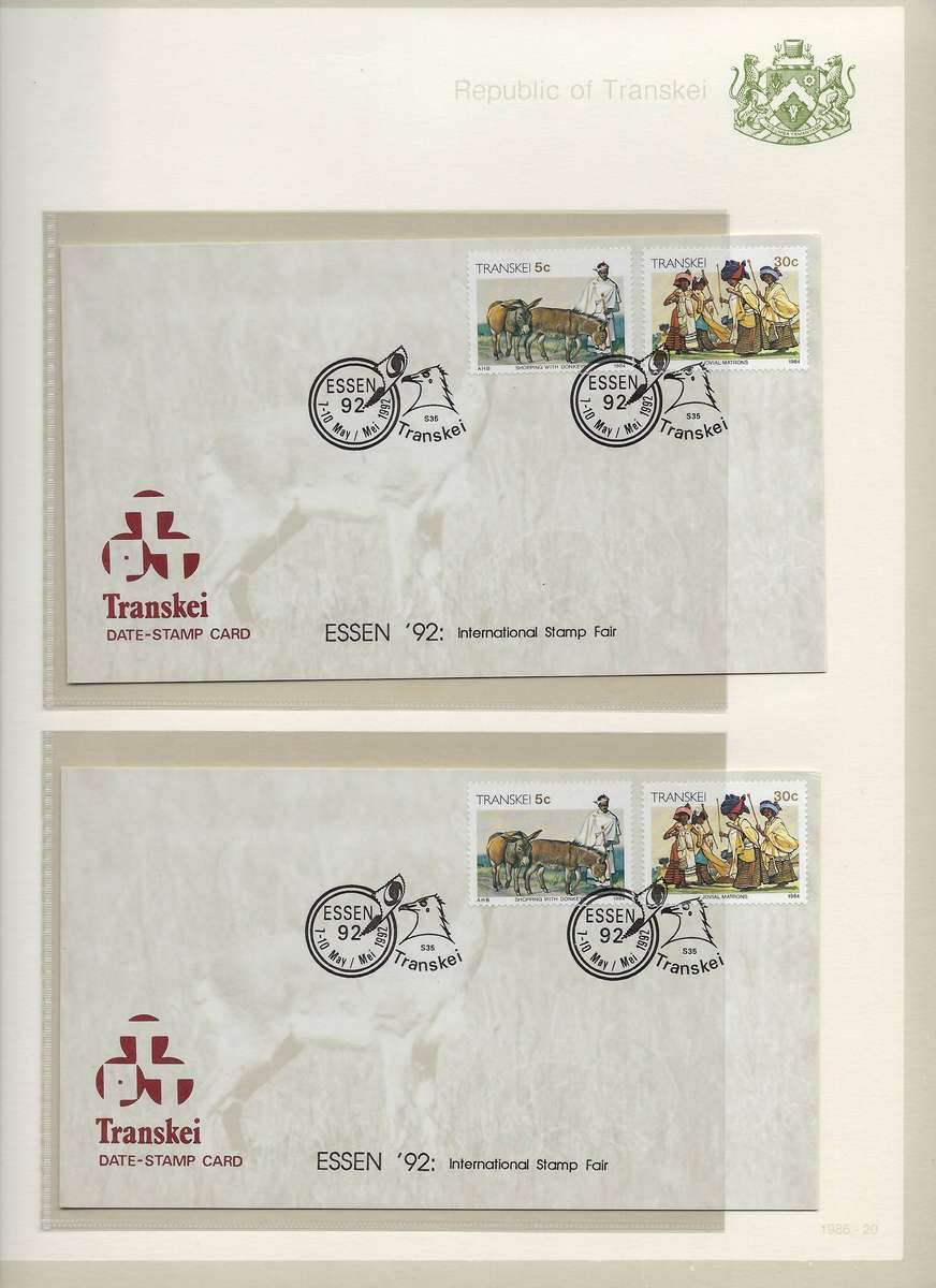 TRANSKEI TBV states  1985/94, mm, stamps and envelopes in arch folder, 30+ pages   CAT R 500