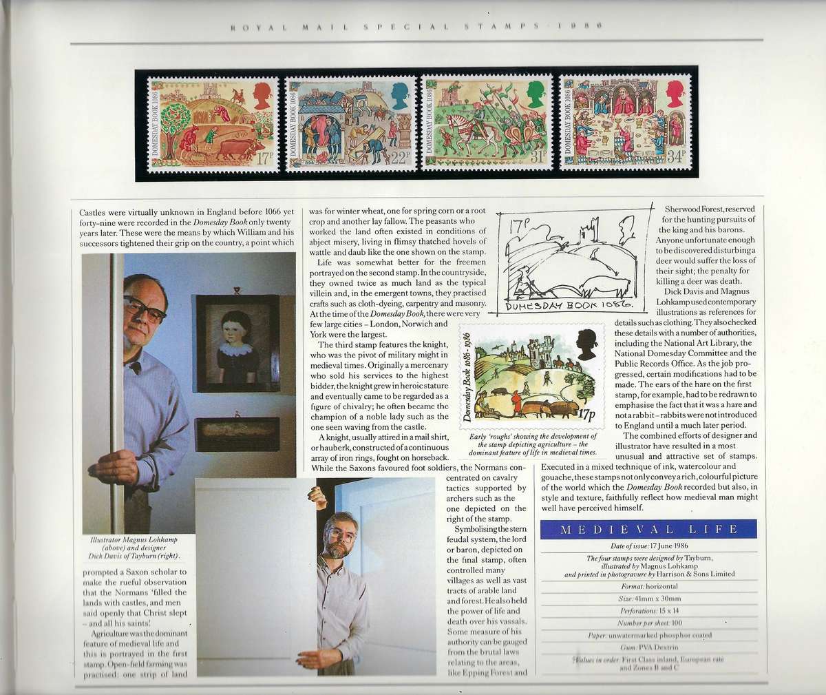 ENGLAND ROYAL MAIL SPECIAL STAMPS 1986 in commemorative hard cover book  mm  CAT R 2000