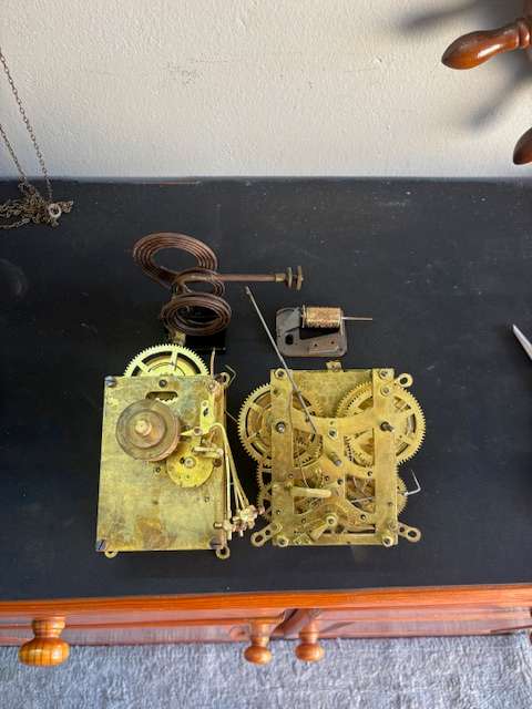 Brass clock movement