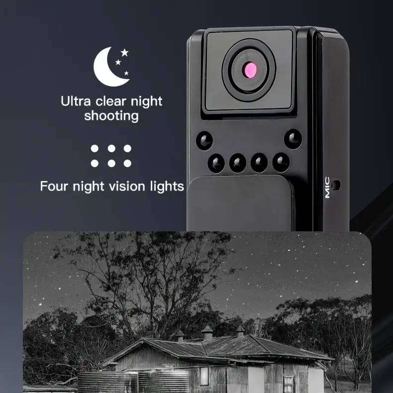Body Camera with 1080P HD Recording Night Vision Function, Wearable Camera,  180° Rotatable Lens