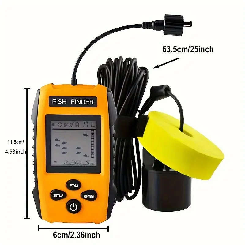 Portable Wired Fish Finder with LCD Display and Sonar Sensor Transducer