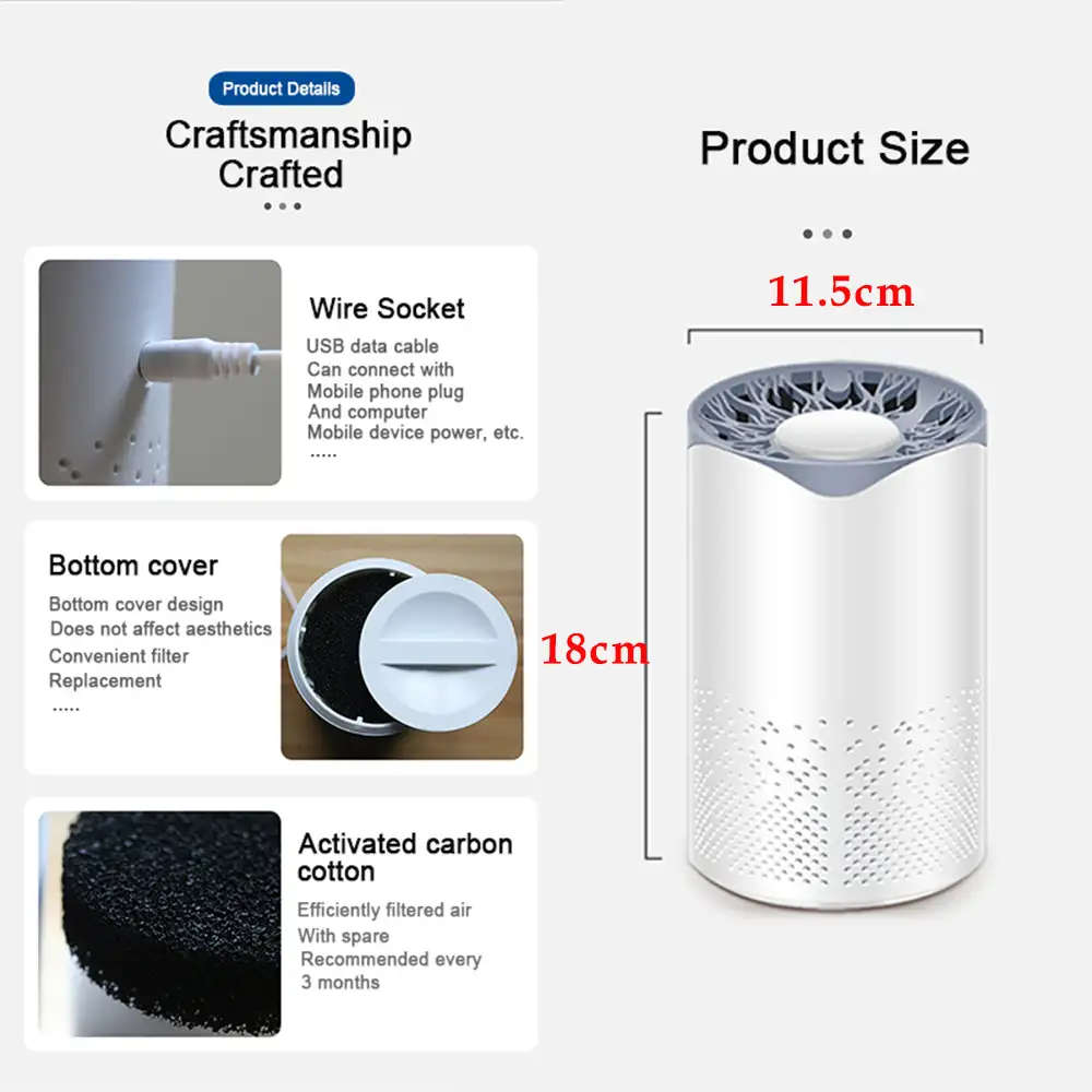 Portable UV Air Purifier & Air Cleaner for Office Home