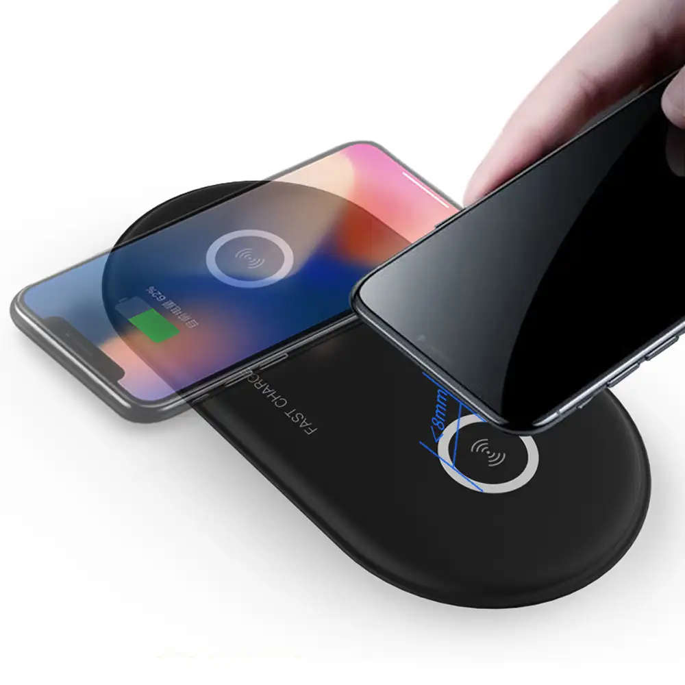 Dual 5W QI Wireless Charger base For iPhone Samsung