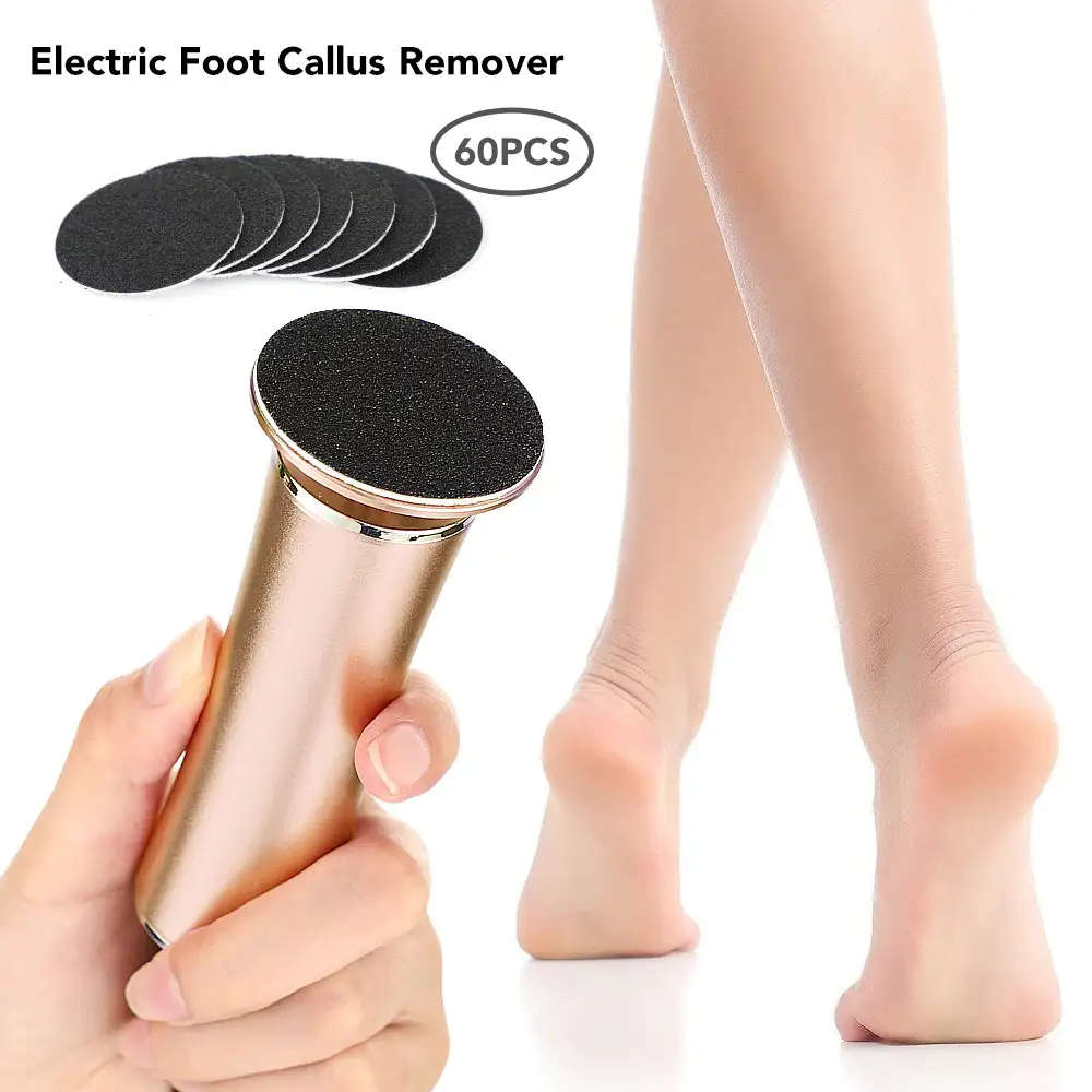 Electric Callus Remover Electronic Foot File Hard Dead skin Polisher + 60 pc Sandpaper