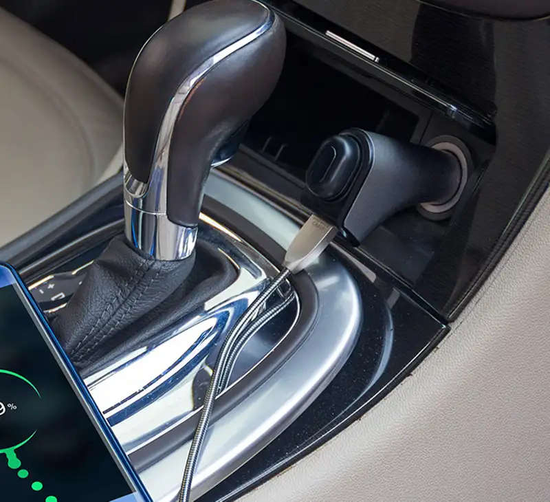 2 in 1 Bluetooth Earbud Headset Car Kit with Dual USB Port Car Charger