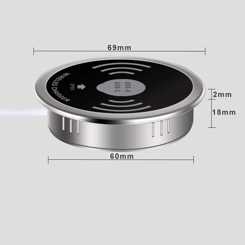 Embedded 10W Qi Desktop Fast Wireless Charger with USB Ports