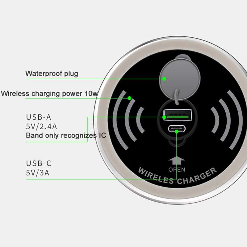 Embedded 10W Qi Desktop Fast Wireless Charger with USB Ports