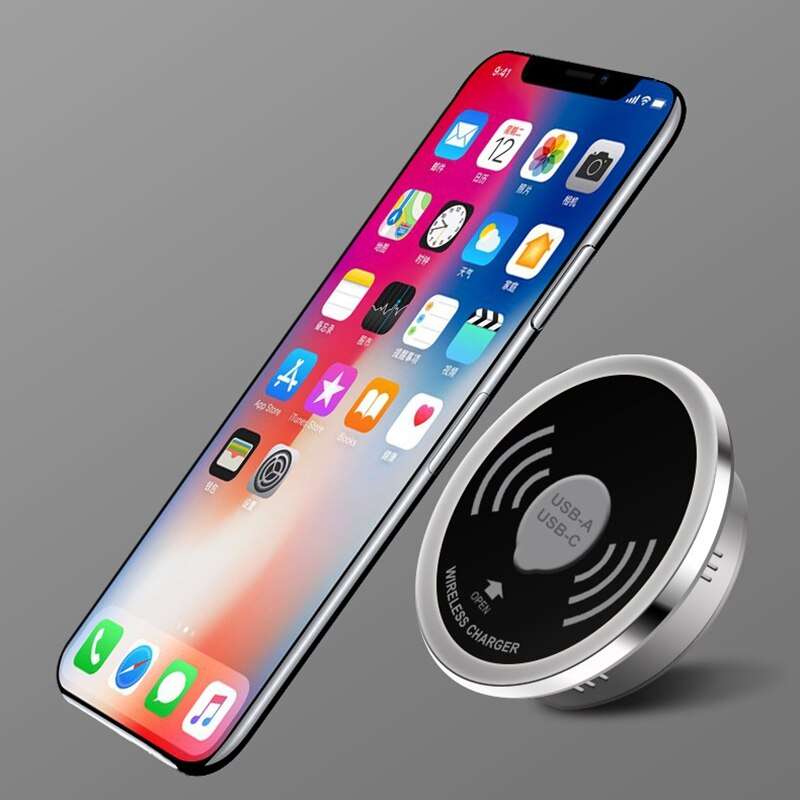 Embedded 10W Qi Desktop Fast Wireless Charger with USB Ports