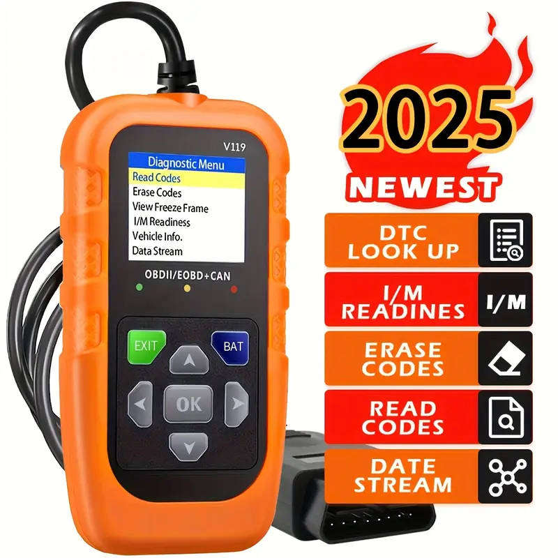 OBD II Color Car Fault Detector Code Reader OBD2 Scanner Diagnostic Tool V119 (Orange)