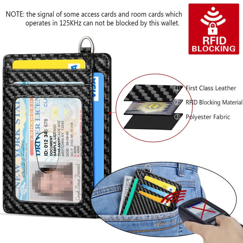 Carbon Fibre Black Slim Minimalist Wallet RFID Blocking Credit Card Holder