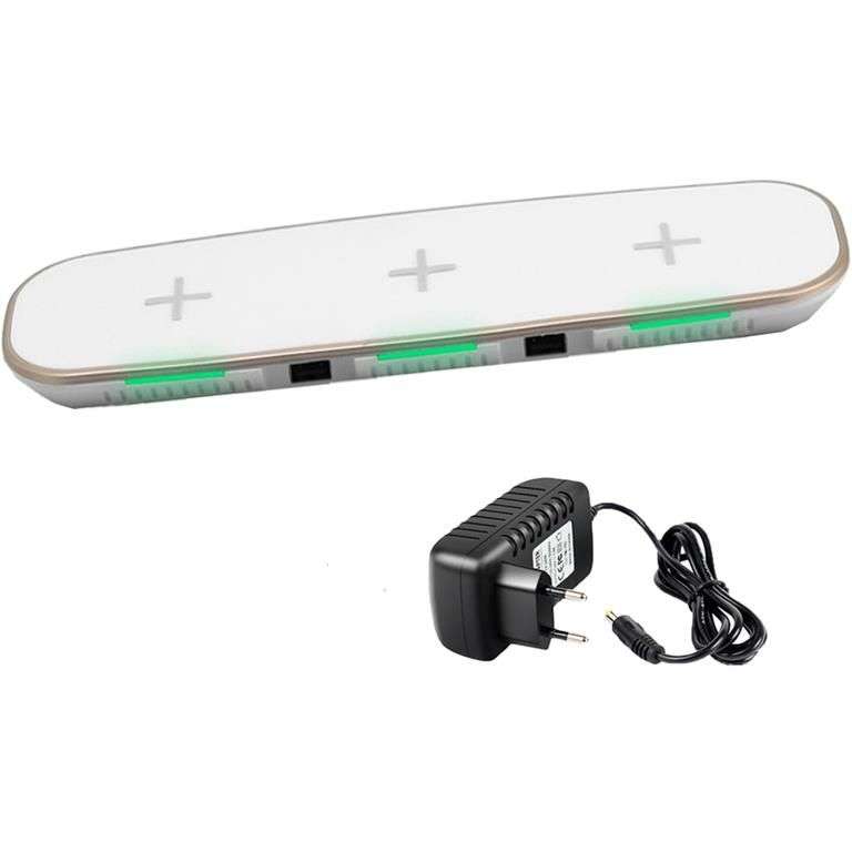 5 in 1 - 3 X Fast Qi Wireless Charger Pad plus 2 USB Ports