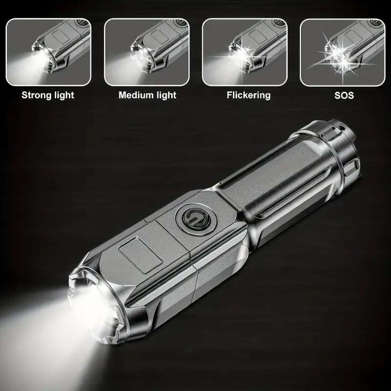 Ultra-Bright LED Flashlight Torch Rechargeable Zoomable with 3 Modes