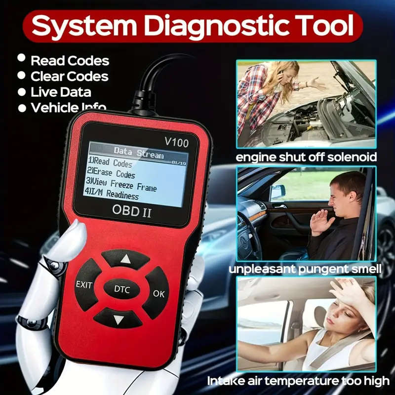 Professional Engine Fault Code Diagnostic Scan Tool for OBD II Protocol Cars | V100 OBD2 Scanner