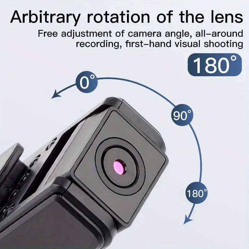 Body Camera with 1080P HD Recording Night Vision Function, Wearable Camera,  180° Rotatable Lens