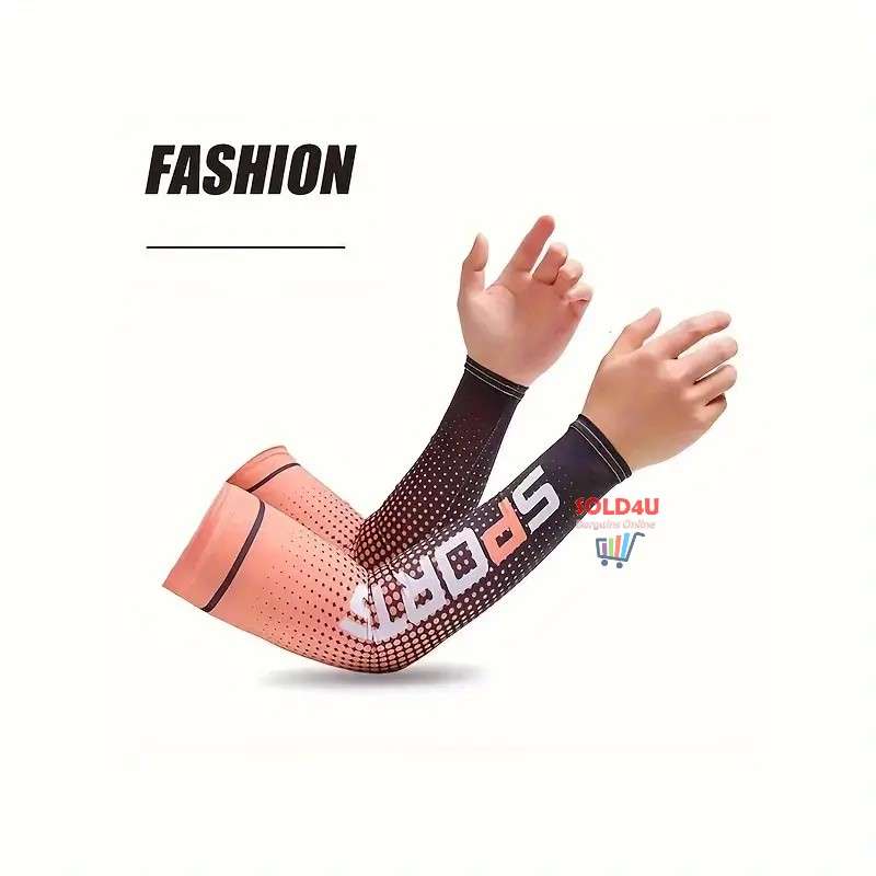 Unisex Cooling Arm Sleeves  Sports Running UV Sun Protection Outdoor Cycling Sleeves 1-Pair [ORANGE]