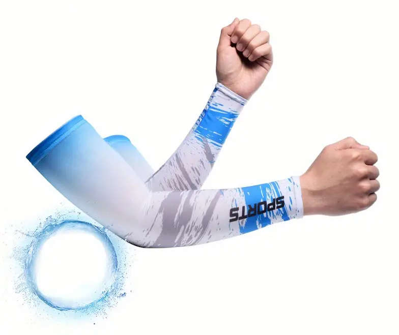 Unisex Cooling Arm Sleeves  Sports Running UV Sun Protection Outdoor Sleeves 1-Pair [BLUE/GREY]