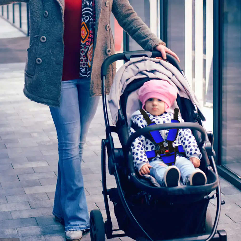 Universal Baby 5 Point Safety Harness Belt For High Chair Stroller (Blue)